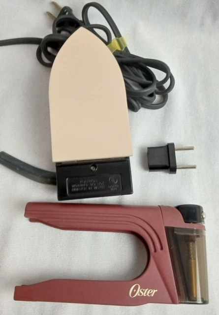 Vintage Oster Mini Travel Iron W/ Pouch Maroon Dual Voltage 308-07a 120v 240v