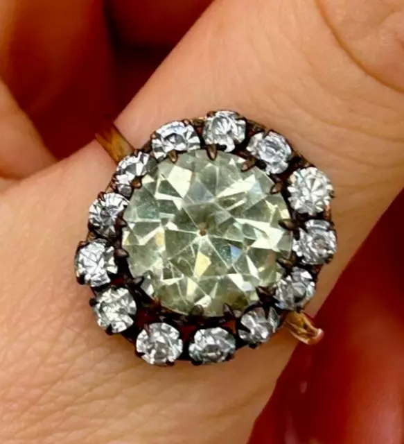 GEORGIAN GOLD and PASTE RING  Early 19th Century SIZE P SUPERB