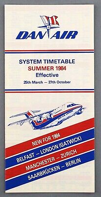Dan Air Airline Timetable Summer 1984 Scheduled Services