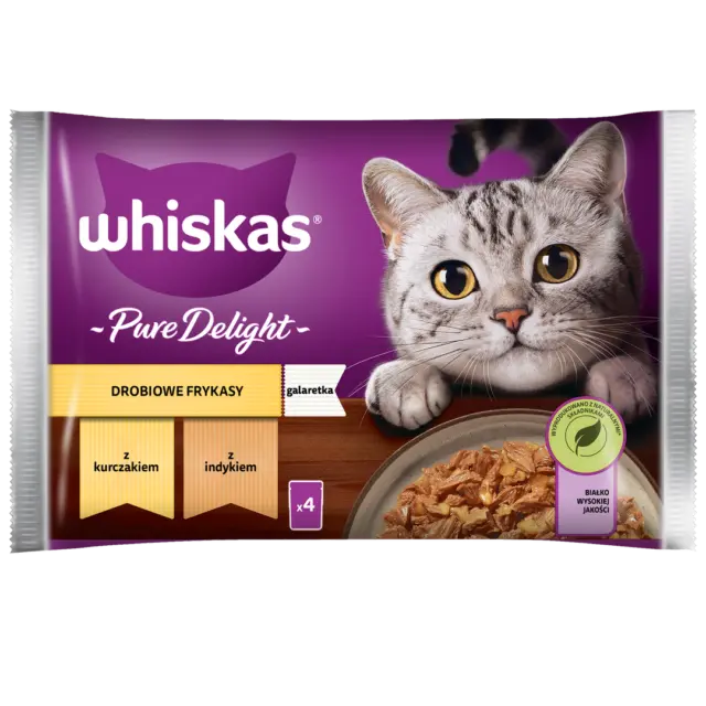 WHISKAS NOURRITURE À LA VOLAILLE GELÉE DE NOURRITURE POUR CHAT 4x85g