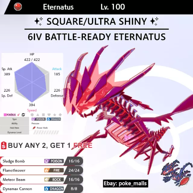 ✨ ULTRA SHINY ETERNATUS ✨ LEGENDARY | 6IV BATTLE-READY Pokemon Sword and Shield