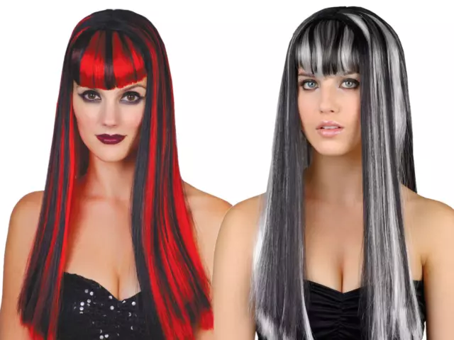 Adults Halloween Wig Ladies Vampiress Morticia Fancy Dress Costume Accessory