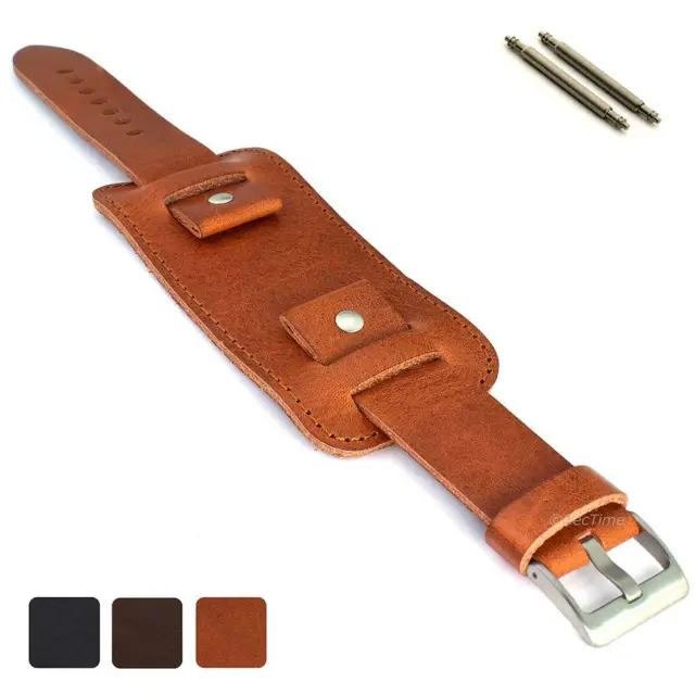 Men's Military Genuine Leather Watch Strap Band Cuff Pad 18 20 22 24 Crimea MM