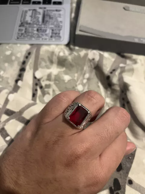Turkish Handmade Ottoman Ruby Men's Ring 3