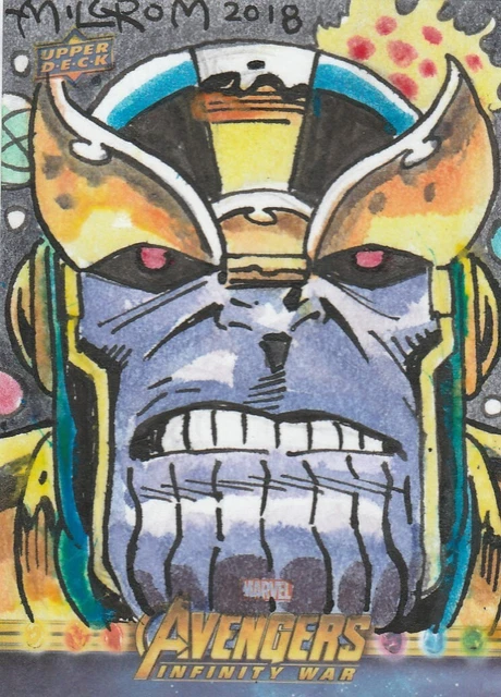 Upper Deck Marvel Avengers Infinity War Thanos & Thor Al Milgrom sketch cards