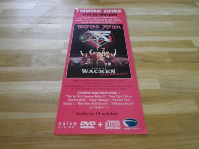 TWISTED SISTER - Petite publicité de magazine / Advert !!! LIVE AT WACKEN !!