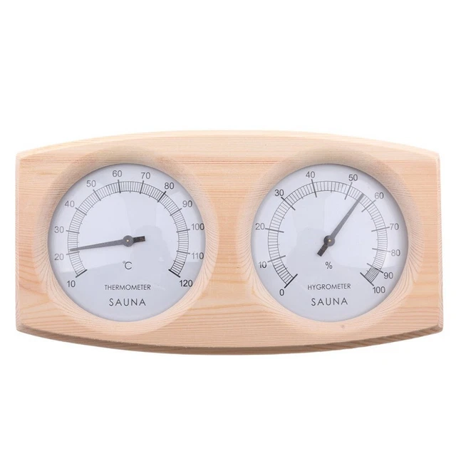 Termometro E Igrometro In Legno Per Sauna: Doppia Scala Temperatura E Umidità, Accessorio Classico Da Parete (24 X 13,2 X 3 Cm)