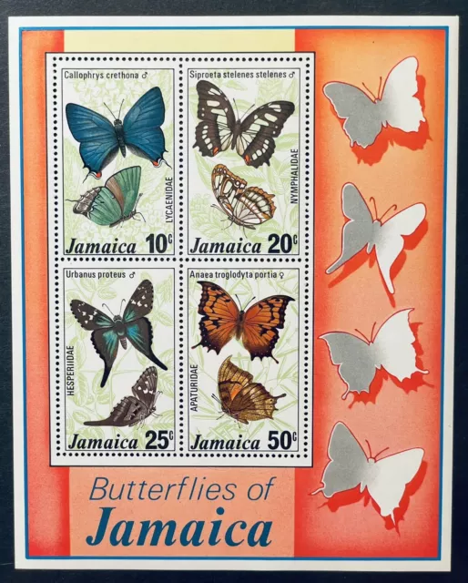 JAMAICA BUTTERFLY STAMPS SHEET 4v 1978 MNH BUTTERFLIES BUG INSECT WILDLIFE FAUNA