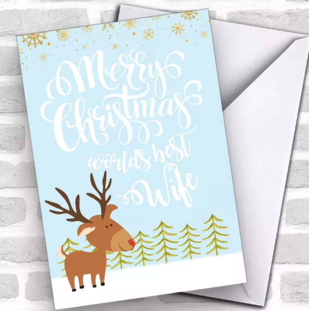 Worlds Best Wife Rudolf Snow Scene Personalised Christmas Card