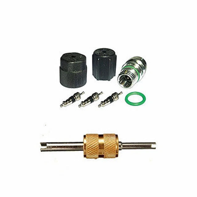 A/C System Car R12 & R134a A/C Air Conditioner Valve Core And Cap + Remover Kit