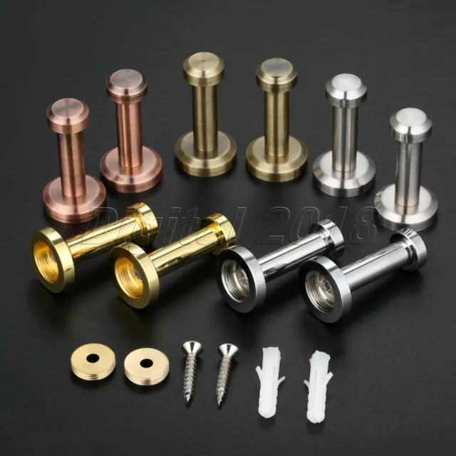 Wall Mounted Towel Key Robe Coat Hanger Hooks Closet Cabinet Door Hooks Brass 2x