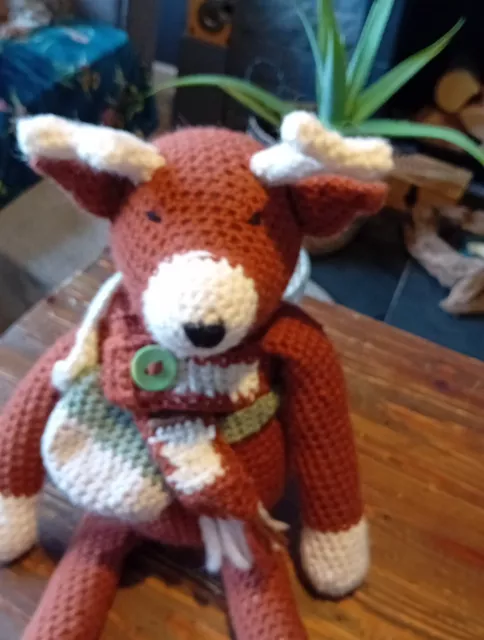 Handmade 100% Wool Crochet Large Deer Toy One Of A Kind. Perfect Christmas gift. 3