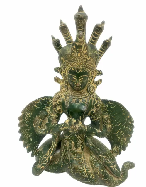 Naag Kanya Brass 8" Suvannamaccha Statue Snakes Lady Serpent Buddha Shamanism