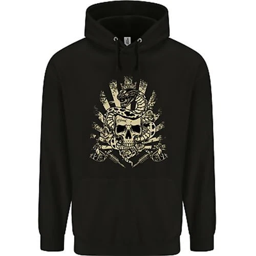 Tattoo Skull Snake Tattooist Biker Gothic Childrens Kids Hoodie