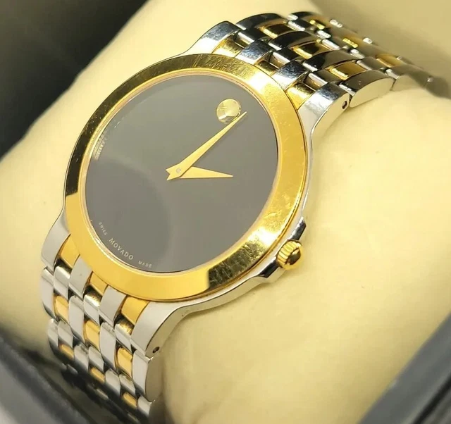 Orologio Movado Museum Da Uomo Tono Oro Argento 81 G2 1898 Cristallo Zaffiro