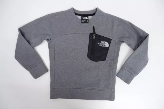 North Face Boys Jumper Sweatshirt Size XS Grey Fleece Lined