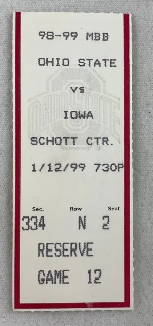 CBK 1999 01/12 Iowa at Ohio State Basketball Ticket-Guy Rucker