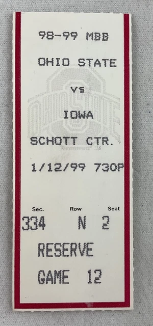 CBK 1999 01/12 Iowa at Ohio State Basketball Ticket-Guy Rucker