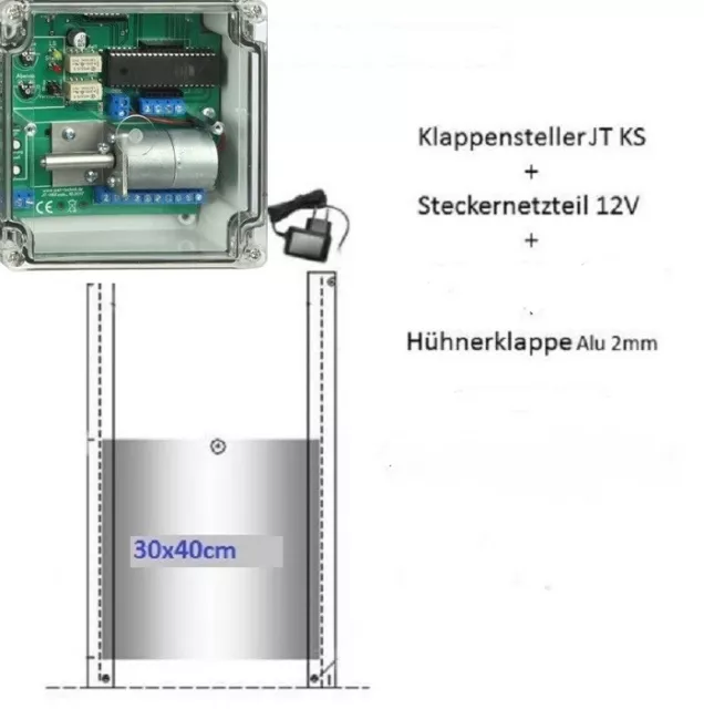 elektronischer Pförtner für Hühner- Enten- Gänse - mit Hühnerklappe 30 x 40 cm