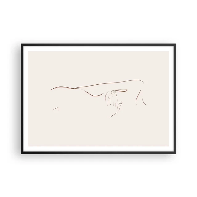 Tableau Sur Verre 50x70 Cm - Impression D'art Femme Corps Nudité - Déco Murale Moderne Noir Et Blanc