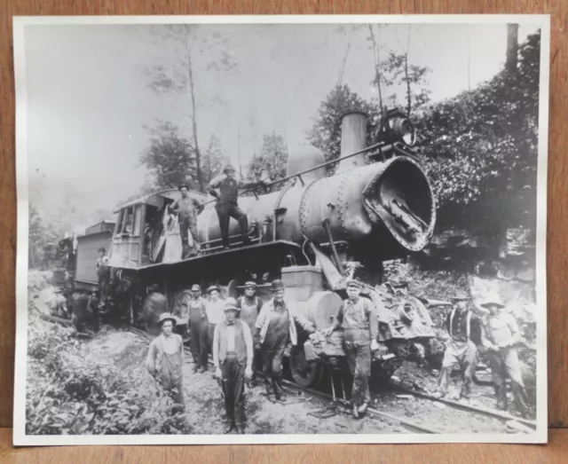 Vintage 8x10 B/W Photo Steam Engine Train Wreck