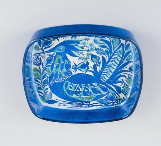 Royal Copenhagen, faience bowl with motif of bird in modernist style. 1970s.