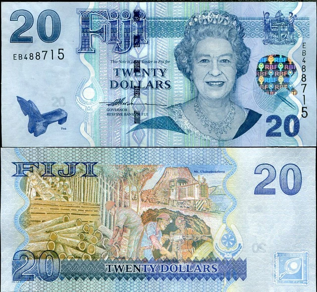 Fiji 20 Dollars 2007 QE II P 112 EB PREFIX UNC