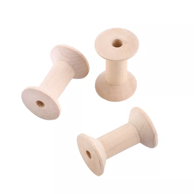 10 Pcs Thread Spools 6.8mm Hole Diameter Wooden Empty Natural Wood Color NUS