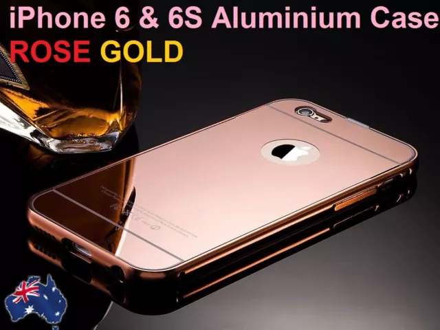 Luxury Mirror Aluminum Metal Ultra-thin Case Cover for Apple iPhone 6 Ss ROSE GO