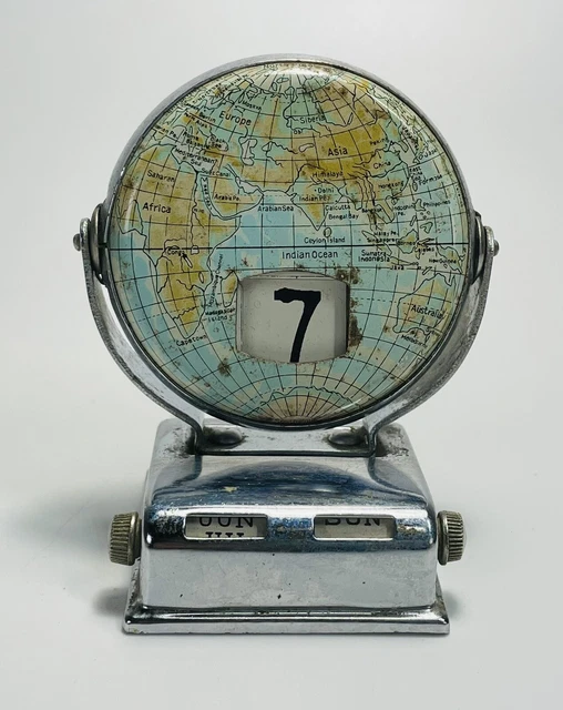 VINTAGE METAL GLOBE Perpetual Flip Calendar Desk top 38.55 PicClick