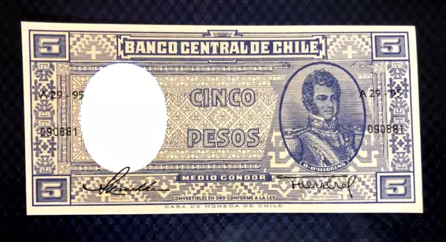 1958 Chile - 5 Pesos - P#119 - Unc - Am1