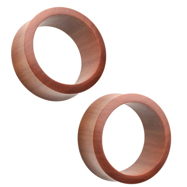 Pair - Organic Wood Double Flared Tunnels Plugs Eyelets Ear Gauges (2G-38Mm)