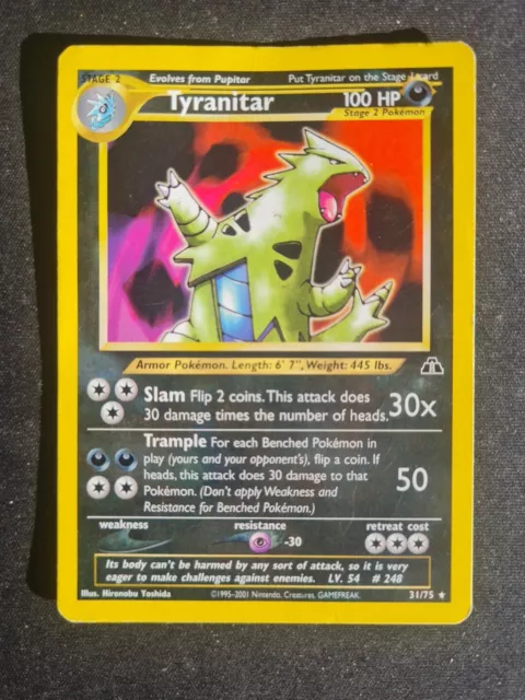 Lotto Carte Pokemon Tyranitar Neo Discovery Rara Eng 31/75 Vintage Wizards