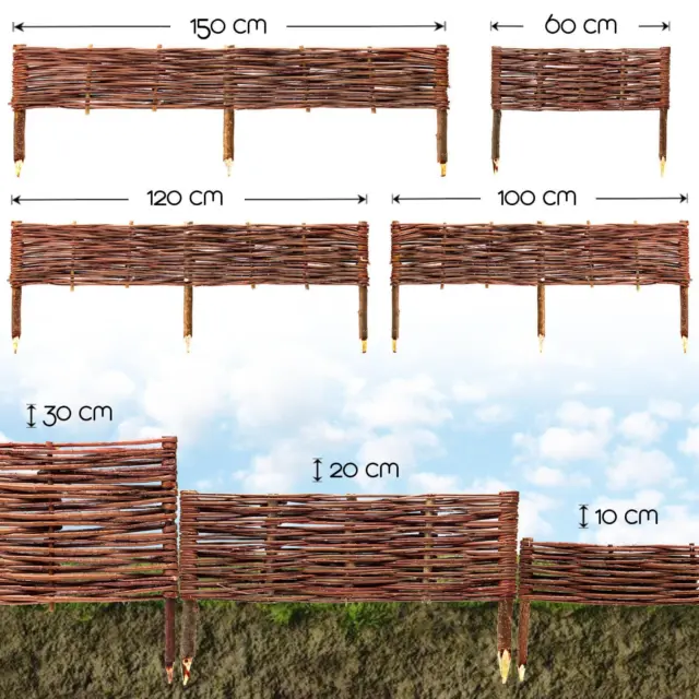 Clôture en bois de saule pour bordure de plate-bande Jardin bordure de pelouse
