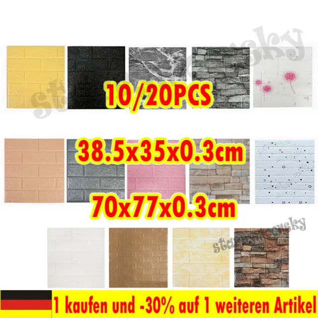 60x 3D Selbstklebend Tapeten Steinoptik Wandpaneele Ziegelstein Wandaufkleber/