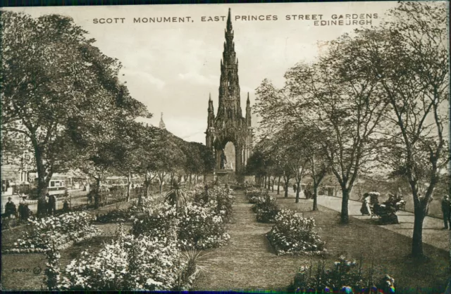 Edinburgh Scott Monument East Princes Street Gardens 1926 Postmark Valentines