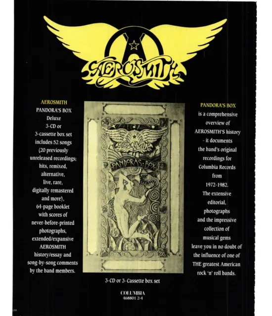 Framed Magazine Single/Album Advert 11X9" Aerosmith : Pandora's Box