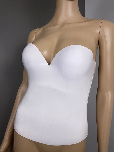 Davids Bridal Push Up Bustier Corset Bra 38B Strapless White Longline 7643D