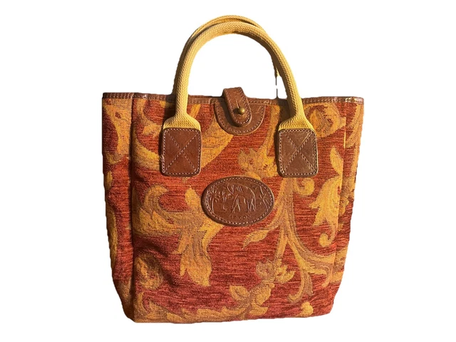 LIZ COX CARPET Tapestry Leather Handbag Tote Bag BAROQUE 