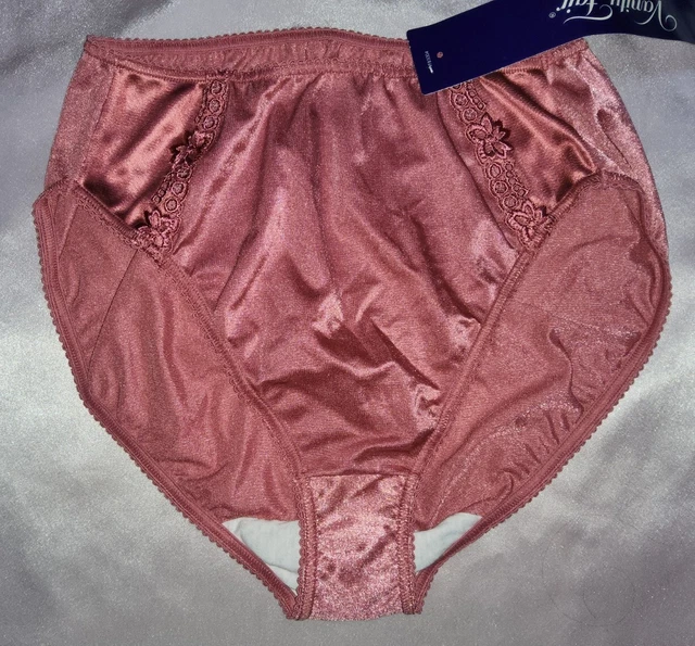 Vintage New Vanity Fair Second Skin Satin Hi Cut Panties Shiny Deep Pink S 32-34
