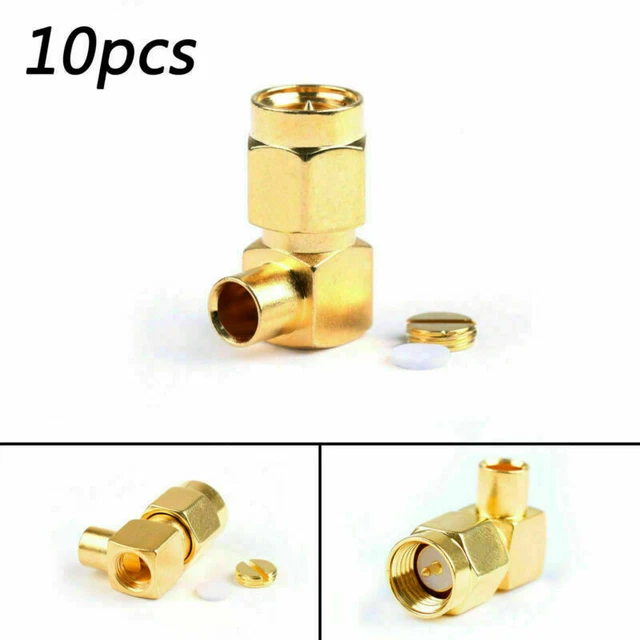 10x SMA Male Right Angle RF Coaxial Conector Plug per RG402 Semi-Flexible Cavo