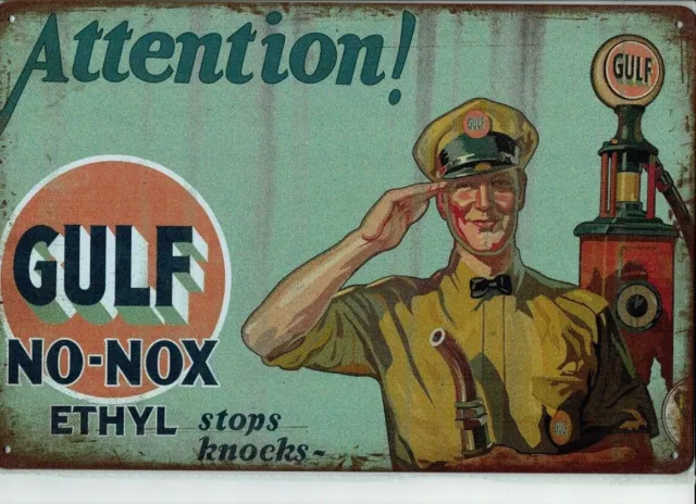 *Tolle Deko Garage GULF NO NOX ETHYL Öldose Retro OIL Tankstelle*