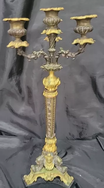 Antique French Gold Gilt Bronze Louis XVI Style Candelabra 4 ARMS 16"