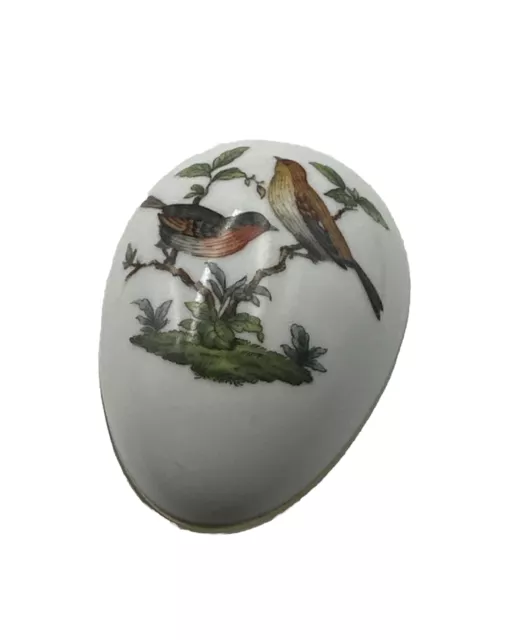 Vintage Herend Hungary Hand Painted Birds Butterflies Porcelain Egg Trinket Box