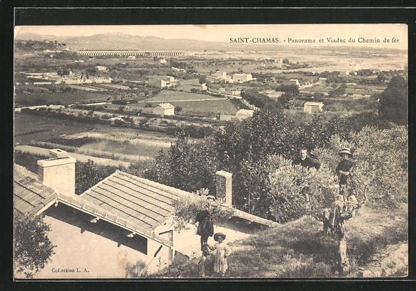 CPA Saint-Chamas, vue générale et Viaduc du Chemin de fer