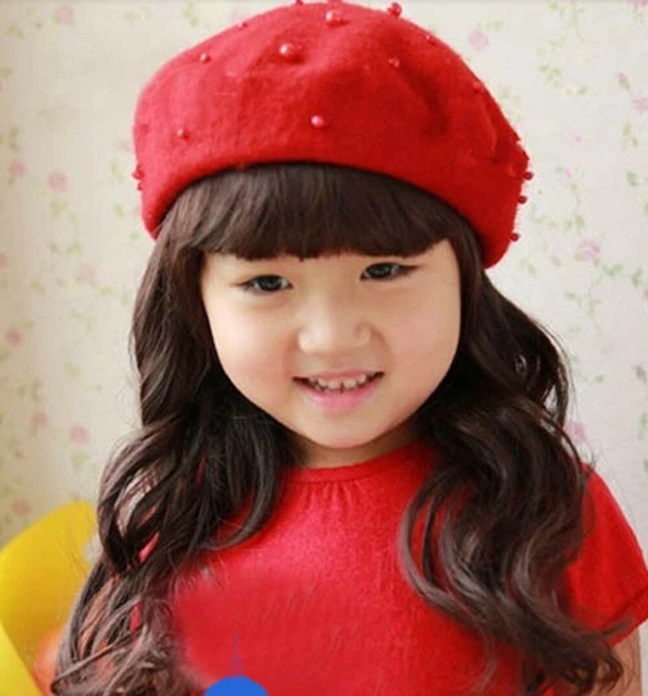 Cappello berretto berretto berretto perla moda bambini unisex lana calda berretto stile francese