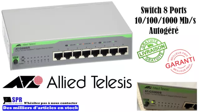 Switch autogéré  8 Ports Allied Telesis AT-GS900/8 - 10/100/1000 petit format