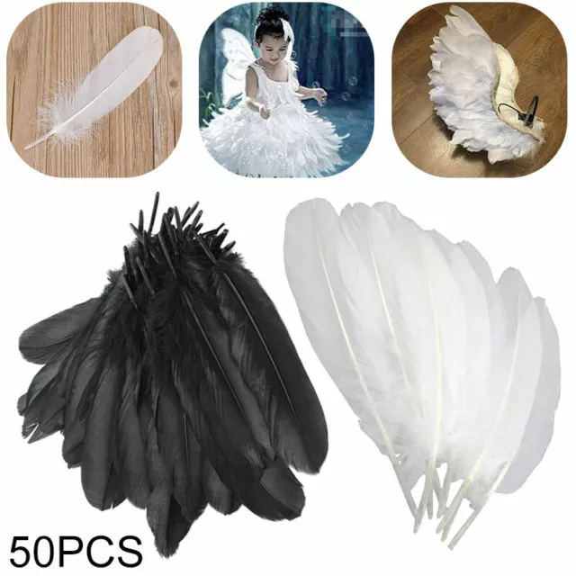 50 Stück Federn Gans 15cm-20cm Natürliche Gänsefeder Schmuckfedern Hochzeit Deko