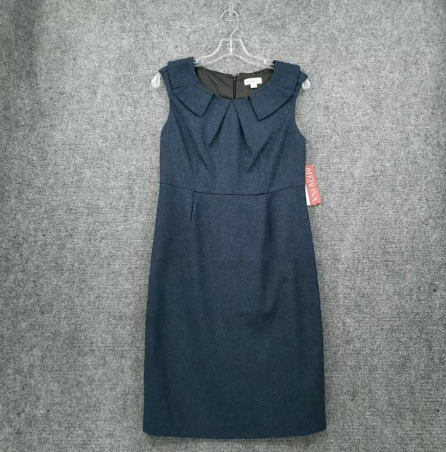 Merona Dress Womens 6 Blue Collection Shift Round Neck Sleeveless Polyester NEW