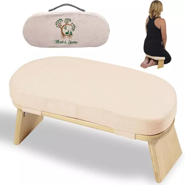 Meditation Bench - Foldable & Ergonomic Bamboo Stool with Comfortable Cushion —
